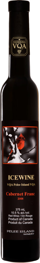 Pelee Island Winery Cabernet Franc Icewine VQA Ontario wine. This fabulous Cabernet Franc Icewine is an elegant, rich ruby red wine, with intense cassis and strawberry jam flavours that linger on your palate.