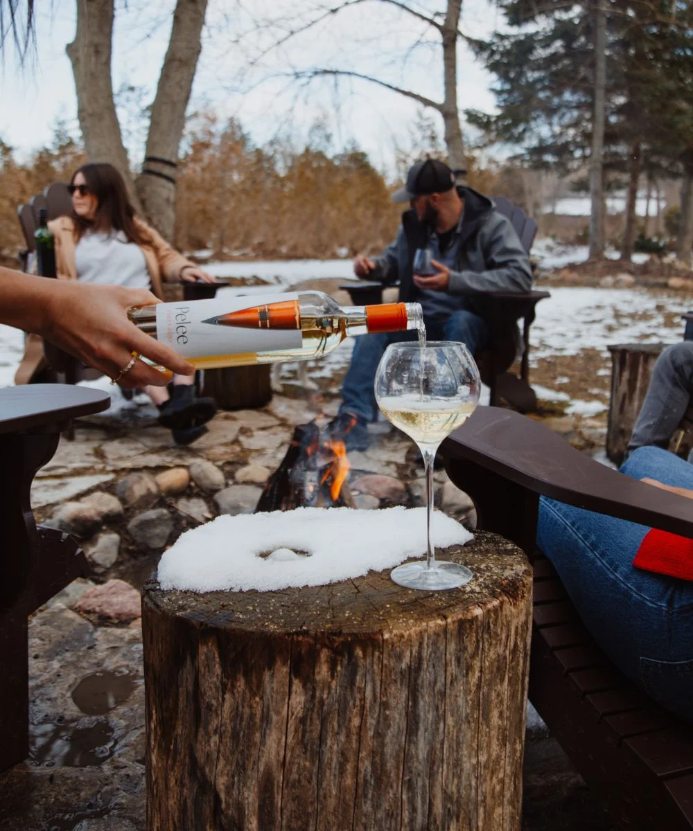 Pelee Pinot Grigio pouring Wine in the Wine Glass