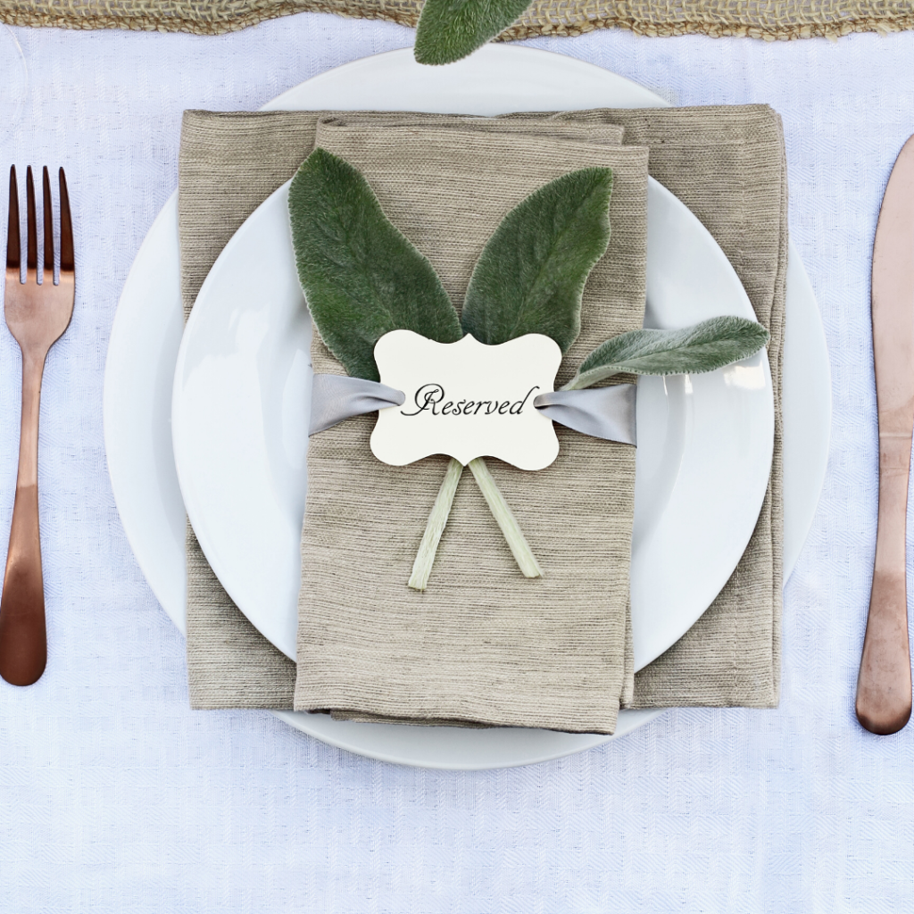 A place setting ready for a dinner party. 