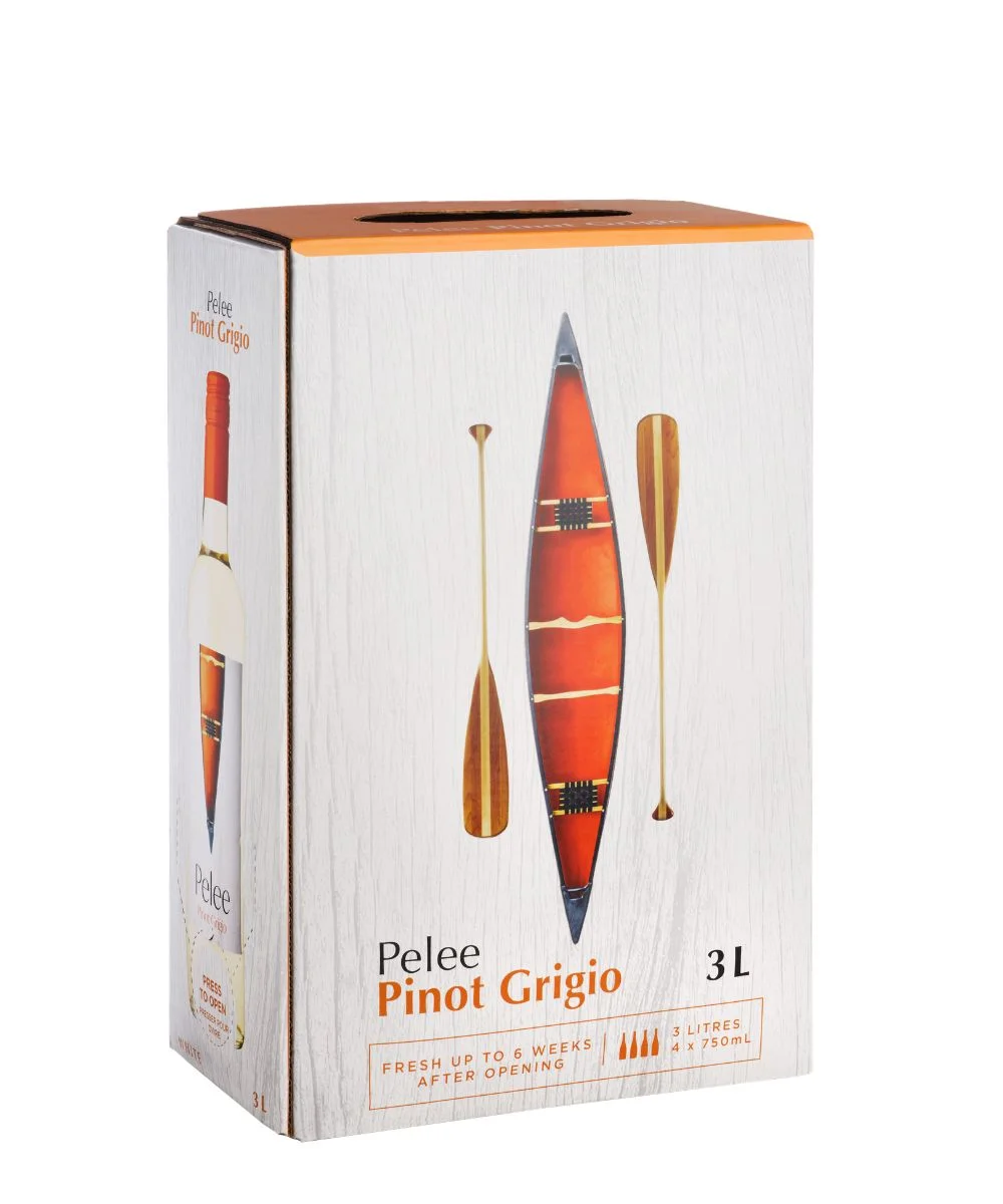 Pelee Island Pinot Grigio 3L Bag In Box white wine with new slimline packaging