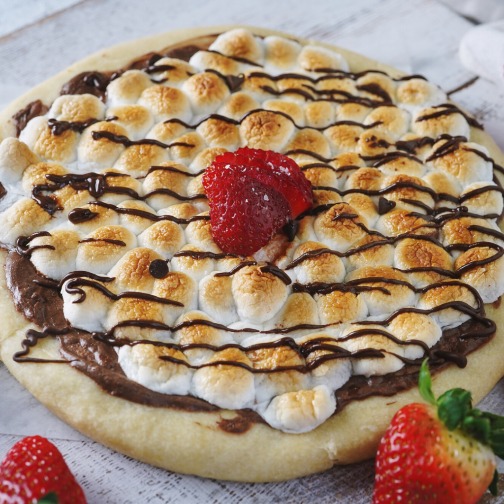 S'more pizza with strawberries