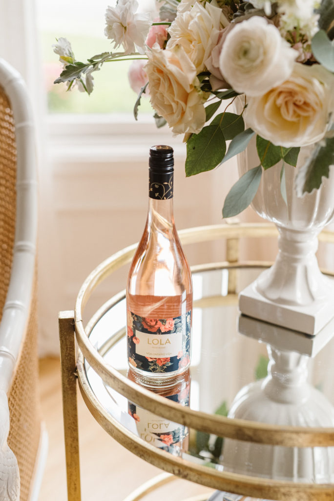 Pelee Island Winery Lola Sparkling Blush Rosé Ontario wine photographed at The Leslie Styles House by Carrie J Photographer.