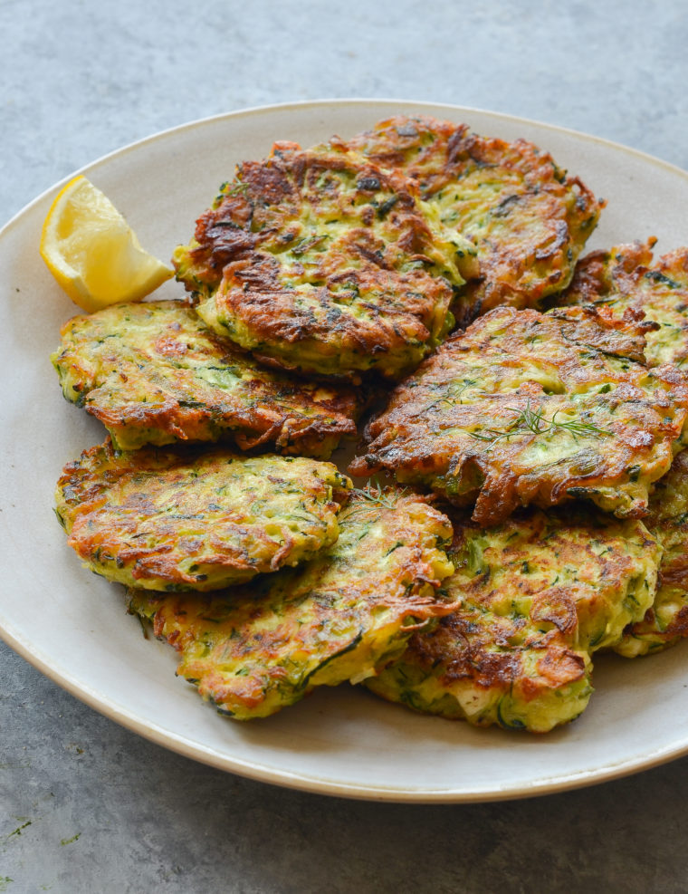 Farm fresh local zucchini makes a great fritter for a summer side dish
