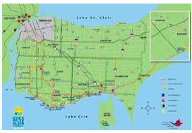 wine online resource - map of the EPIC wine region including Pelee Island Winery 