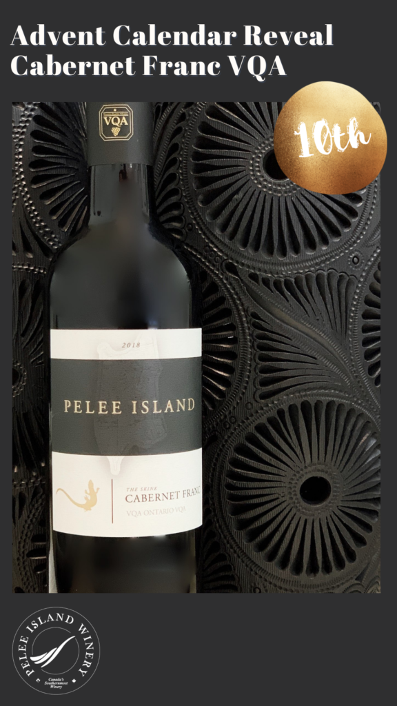 Pelee Island Winery Advent Calendar Reveal Cabernet Franc VQA Ontario red wine that is vegan and sustainably made. 