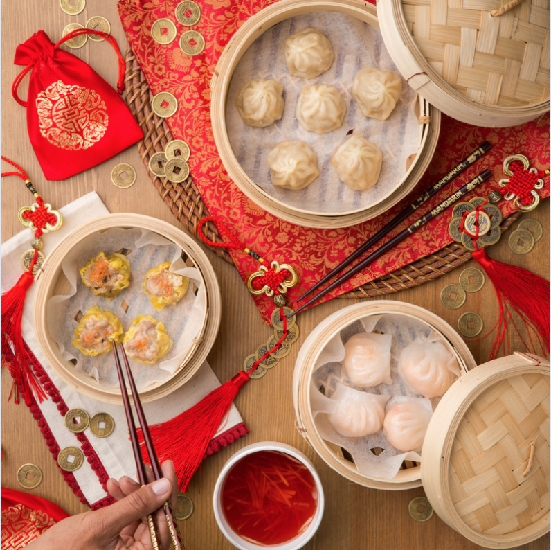 Chinese New Year Celebrations with Mandarin Restaurant dumplings and Pelee Island Winery wine. 