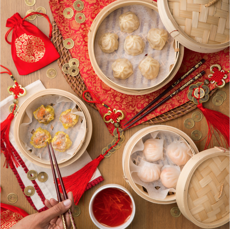 Chinese New Year Celebrations with Mandarin Restaurant dumplings and Pelee Island Winery wine.