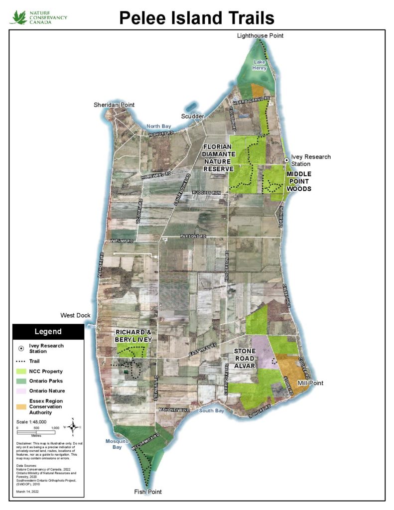 Nature Conservancy of Canada Pelee Island Trail Map 