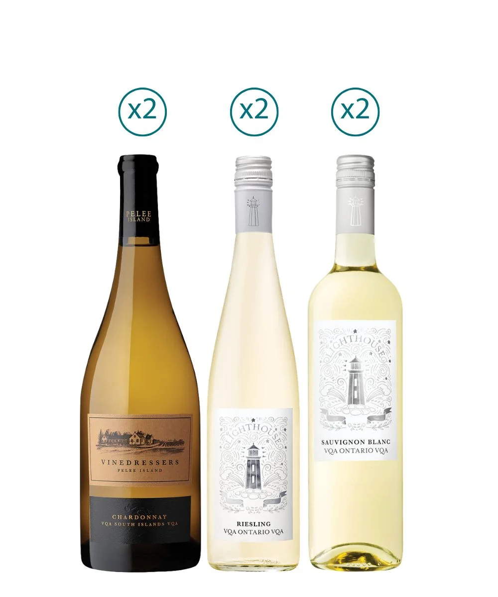 Pelee Island Summer White Collections (6 Bottles) includes Lighthouse Riesling Lighthouse Sauvignon Blanc VQA Vinedressers Chardonnay VQA