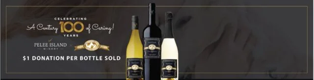 Celebrating A Century of Caring Pelee Island WInery X Humane Society Windsor/Essex. Three Wines Chardonnay Unoaked, Cabernet Merlot, Pelee Island Secco Sparkling. $1 Donation per Bottle Sold. Shop Now