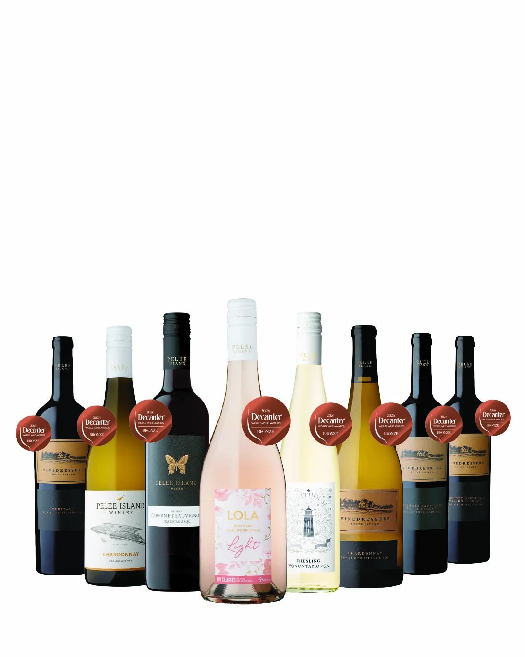 Pelee Island Decanter Winners Collection 2026 featuring eight Decanter Award-winning Ontario VQA wines