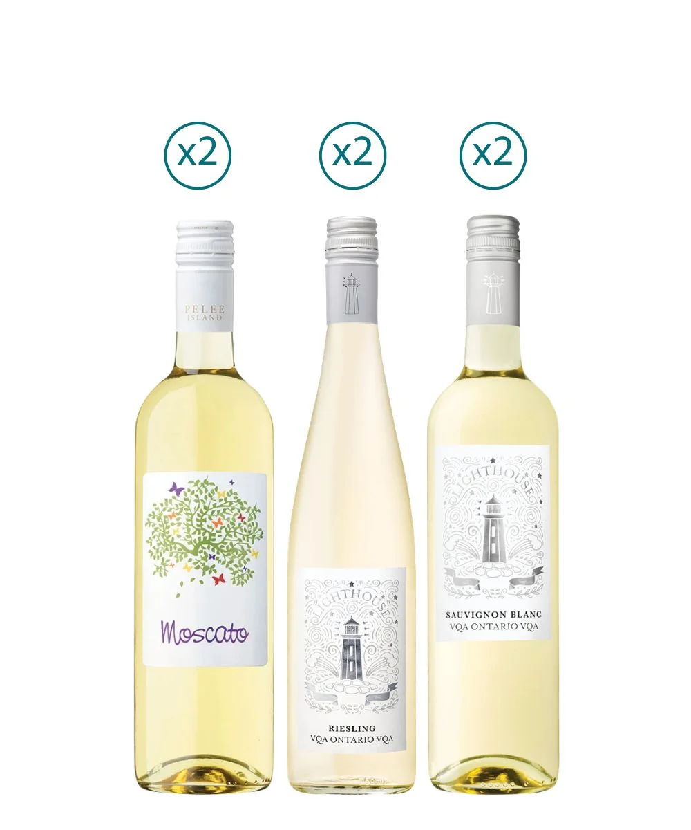 Pelee Island Summer White Collections (6 Bottles) includes Lighthouse Riesling Lighthouse Sauvignon Blanc VQA Tree Moscato