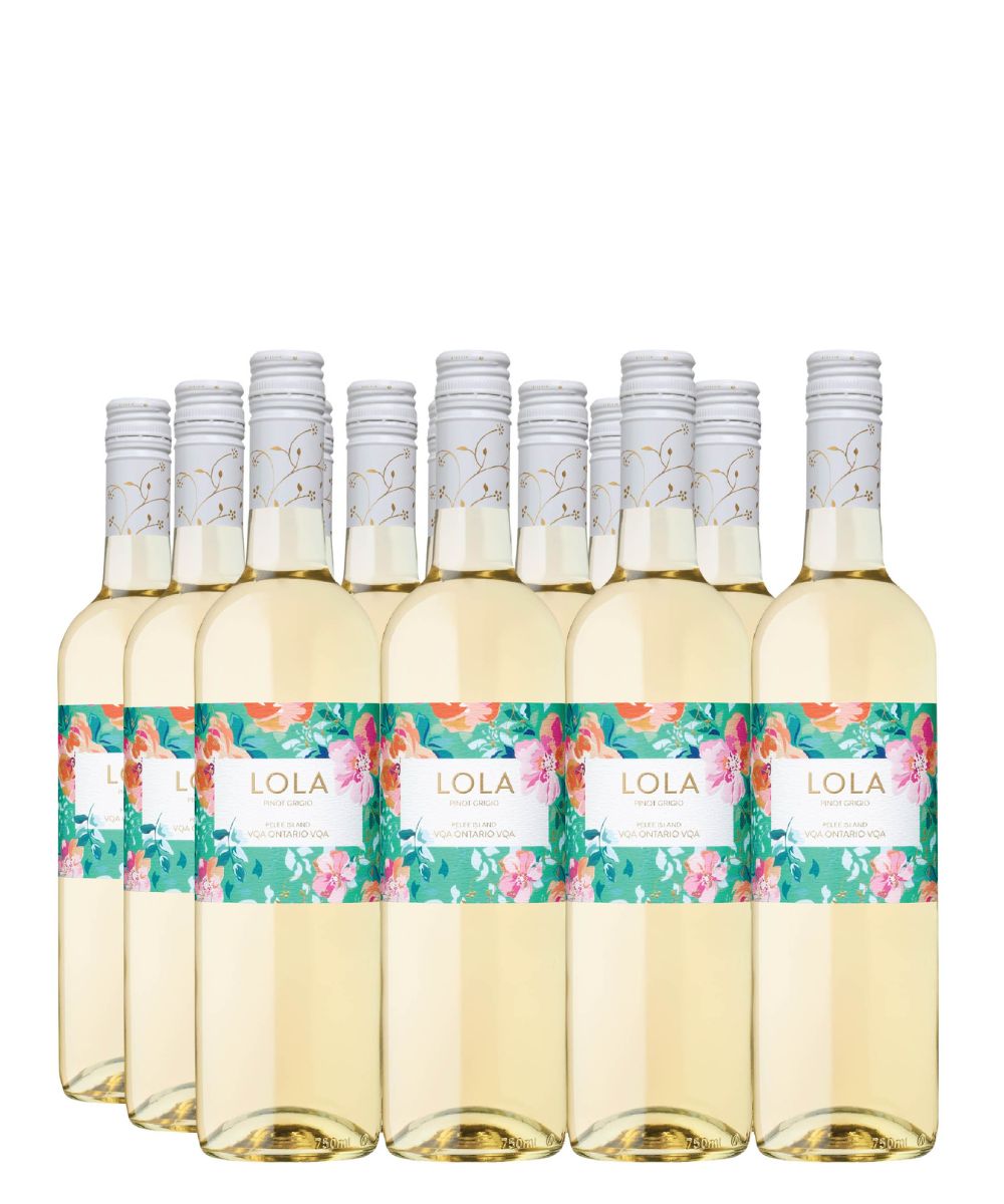 LOLA Pinot Grigio VQA Ontario white wine by Pelee Island Winery with citrus zest, green apple and floral notes